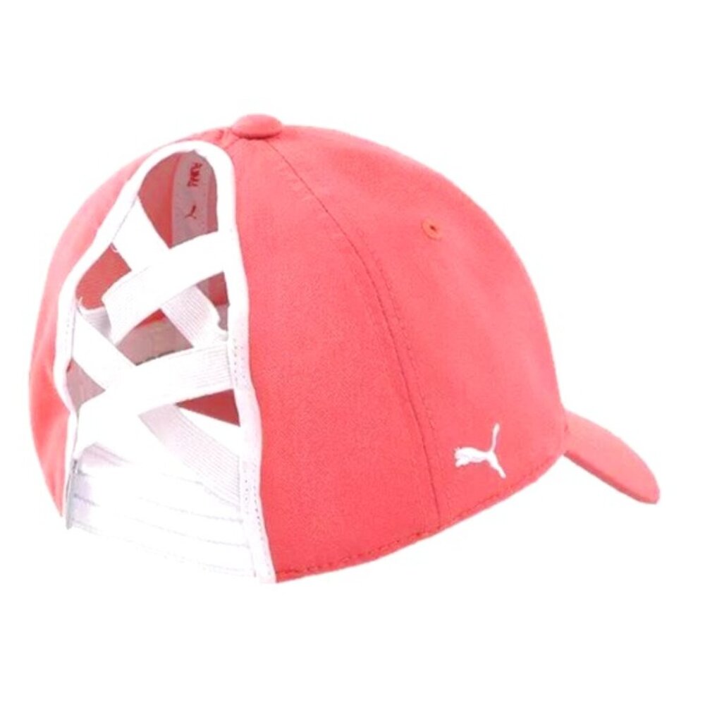 New PUMA Golf Pony P Stretch Fit Adjustable Women's Cap One Size Pink White